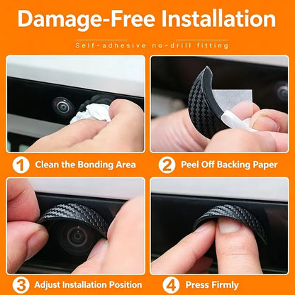 2PCS Car Reverse Camera Rain Cover, Anti‑Fog Waterproof Protection Hood, Carbon Fiber Texture🛡️