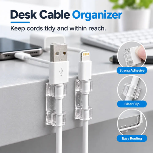 40Pcs Self-Adhesive Cable Clips, Space-Saving Wire Cord Organizer