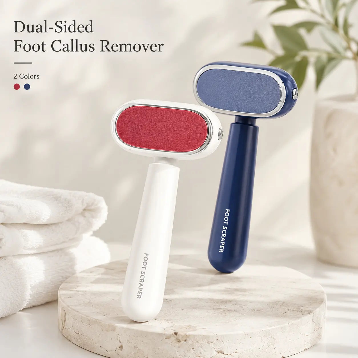 Red and blue foot callus remover colors
