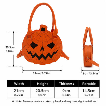 Spooky Jack‑O‑Lantern Pumpkin Crossbody Bag Novelty Spiderweb Stitching Handbag🎃