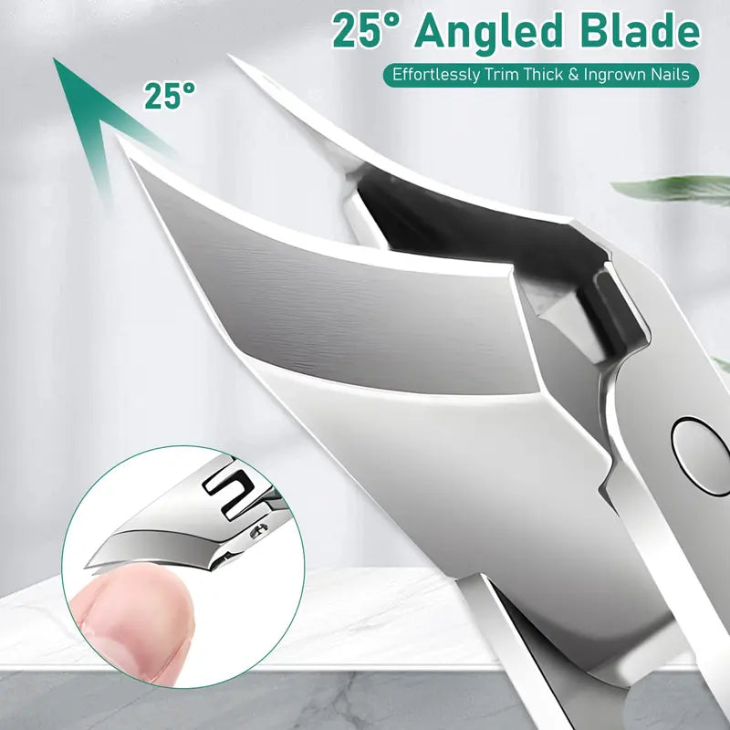 Eagle Beak Beveled Nail Clippers,  Wide Jaw Opening Anti-Splash Slanted Nail Clipper
