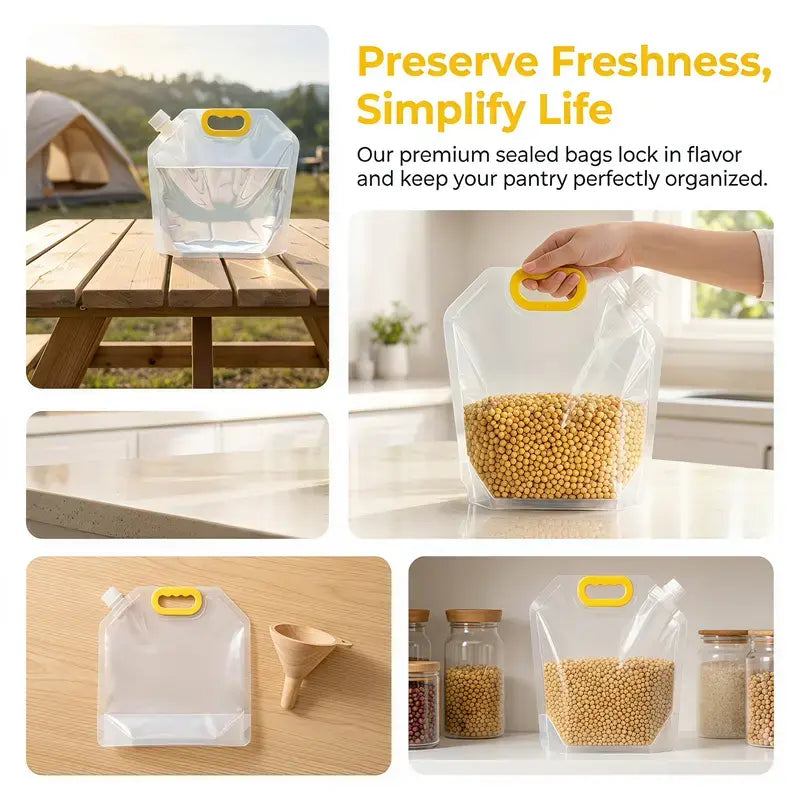 5PCS Grain Sealed Bags, Transparent Food Storage Bags 🥡