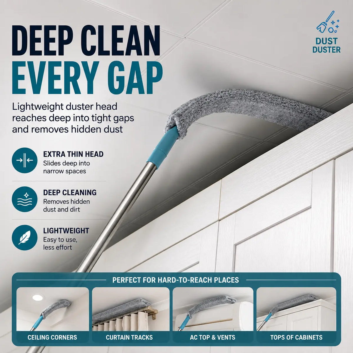 Replacement Gap Duster for Home Corner Place, Durable Flexible Arbitrary Bending Microfiber Dust Brush🧹