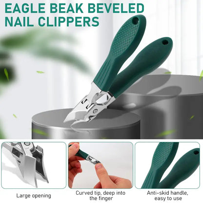 Eagle Beak Beveled Nail Clippers,  Wide Jaw Opening Anti-Splash Slanted Nail Clipper