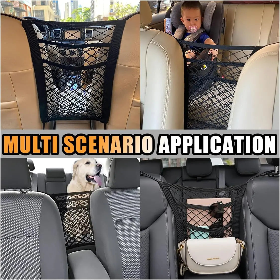 Universal 2 Layer Car Seat Net Storage Mesh Organizer Stretchy Fine Cargo Net Hook Pouch Holder🚗