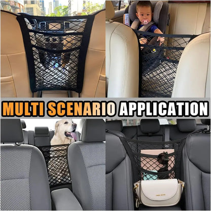 Universal 2 Layer Car Seat Net Storage Mesh Organizer Stretchy Fine Cargo Net Hook Pouch Holder🚗