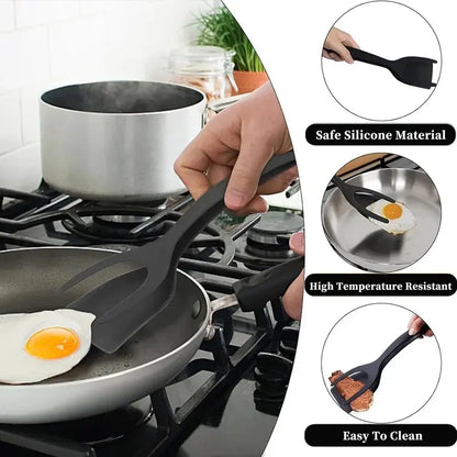 Grip & Flip Spatula Tongs - Sturdy, Durable Non‑Stick Egg Flipper & Food Turner for Pancakes 🍳