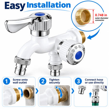Dual Outlet Washing Machine Plastic Faucet, 1 In 2 Out Water Plastic Tap🚰