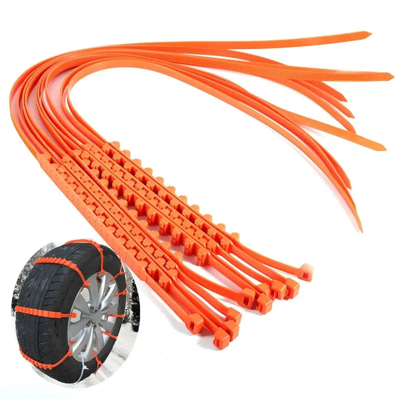 10 Packs Winter Car Snow Chains Universal Anti-Skid Tire Chains for Car & Motorcycle Emergency Tyre Grip Accessory🚗