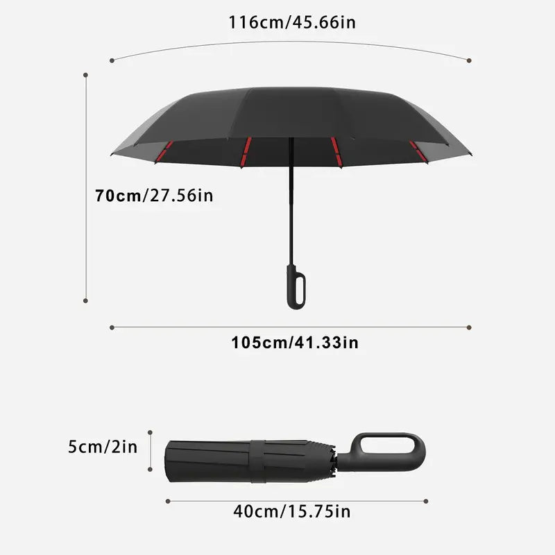 Automatic Folding Umbrella, Portable Rain Umbrella with Loop Buckle ☔