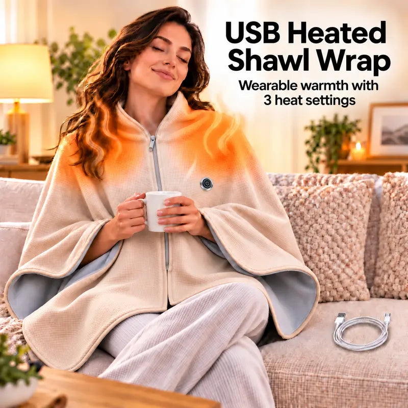 Wearable Heated Shawl Wrap with Zipper 🔥