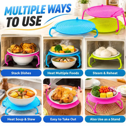 Microwave Multipurpose 4 in 1 Tray Stand Rack Splatter Guard Carry Tray Stacking Shelf 🥣