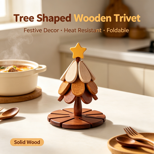 Wooden One Tree Solid Wood Coaster, Desktop Insulation Cup Mat, Festival Christmas Decor & Gift🌳