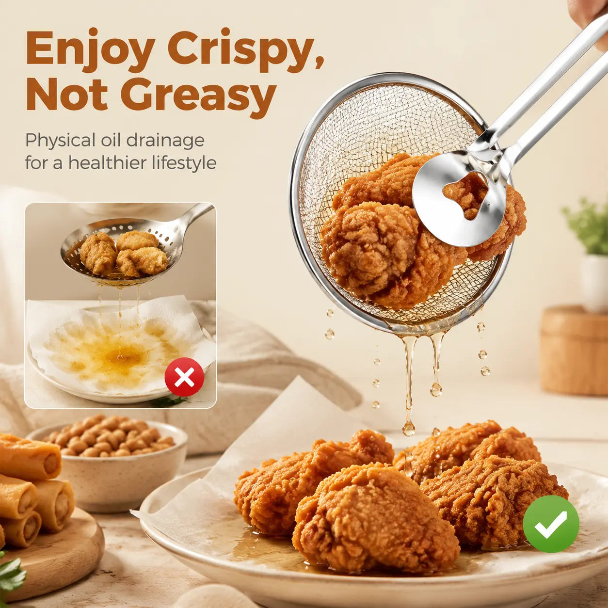 2‑in‑1 Oil‑Frying Filter Clip, Kitchen Food Strainer Tongs for Fried Food 🍳