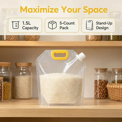 5PCS Grain Sealed Bags, Transparent Food Storage Bags 🥡