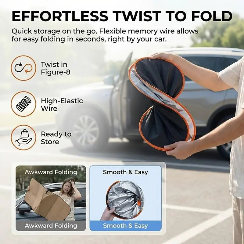 2026 New Portable Heat-Insulating Vehicle Sunshade, Upgraded Thickened Front Window Sun Shade☀️