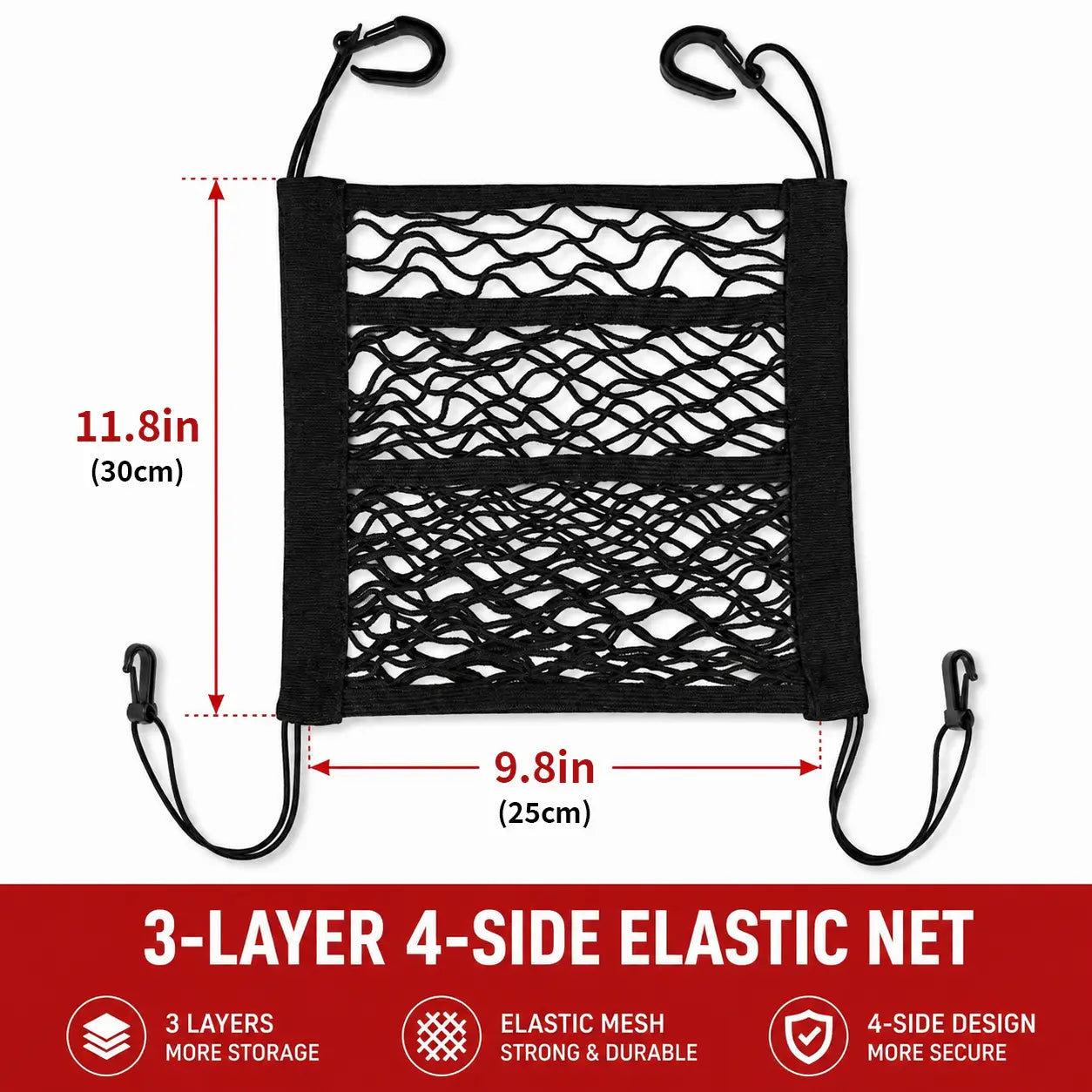 Universal 2 Layer Car Seat Net Storage Mesh Organizer Stretchy Fine Cargo Net Hook Pouch Holder🚗
