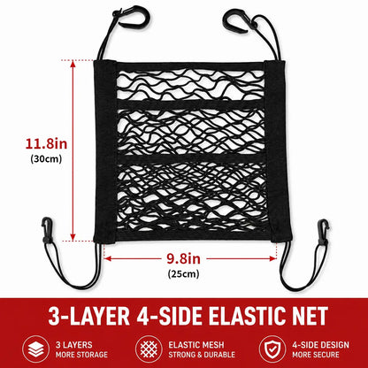Universal 2 Layer Car Seat Net Storage Mesh Organizer Stretchy Fine Cargo Net Hook Pouch Holder🚗