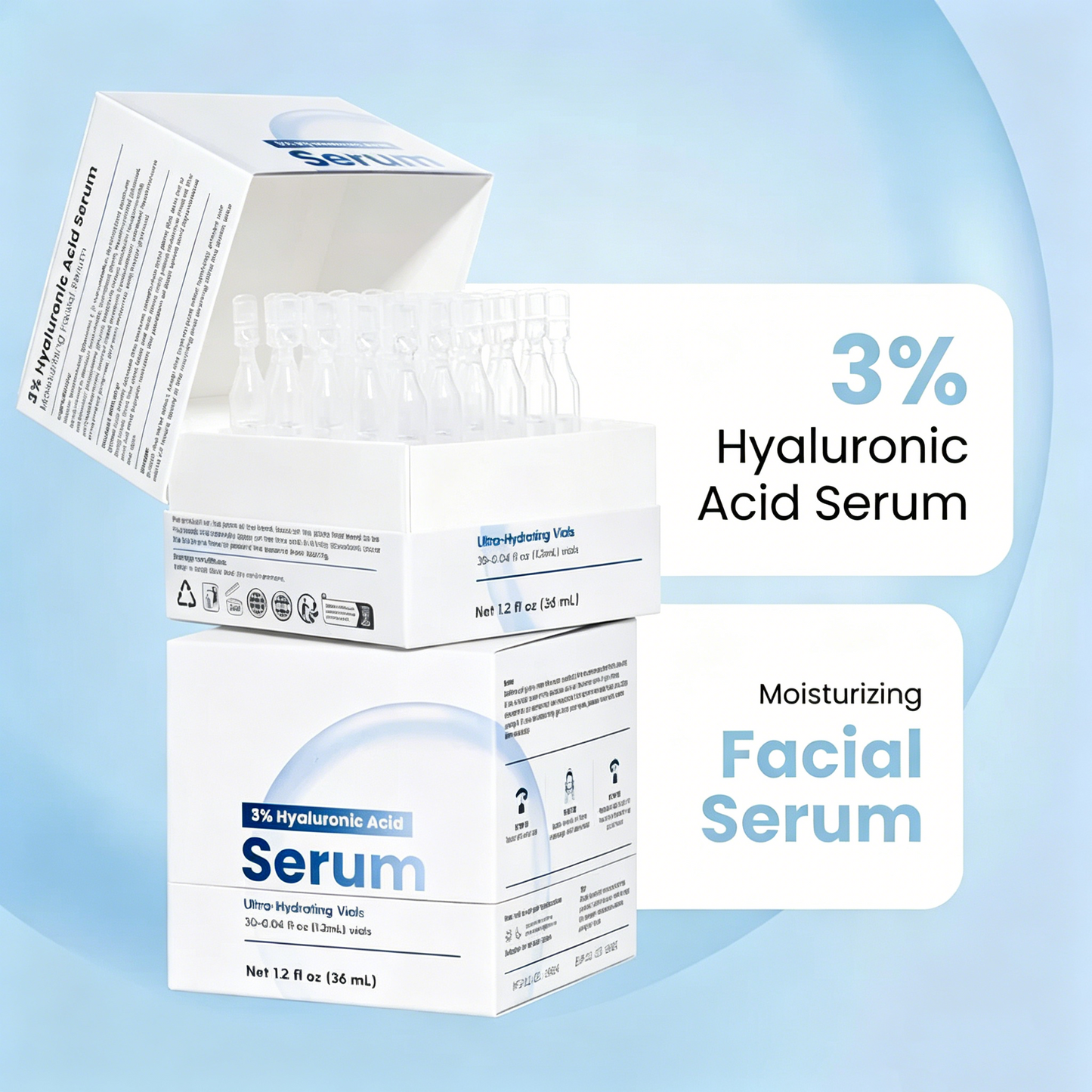 3% Hyaluronic Acid Ultra Hydrating Single Use Facial Serum Vials💧
