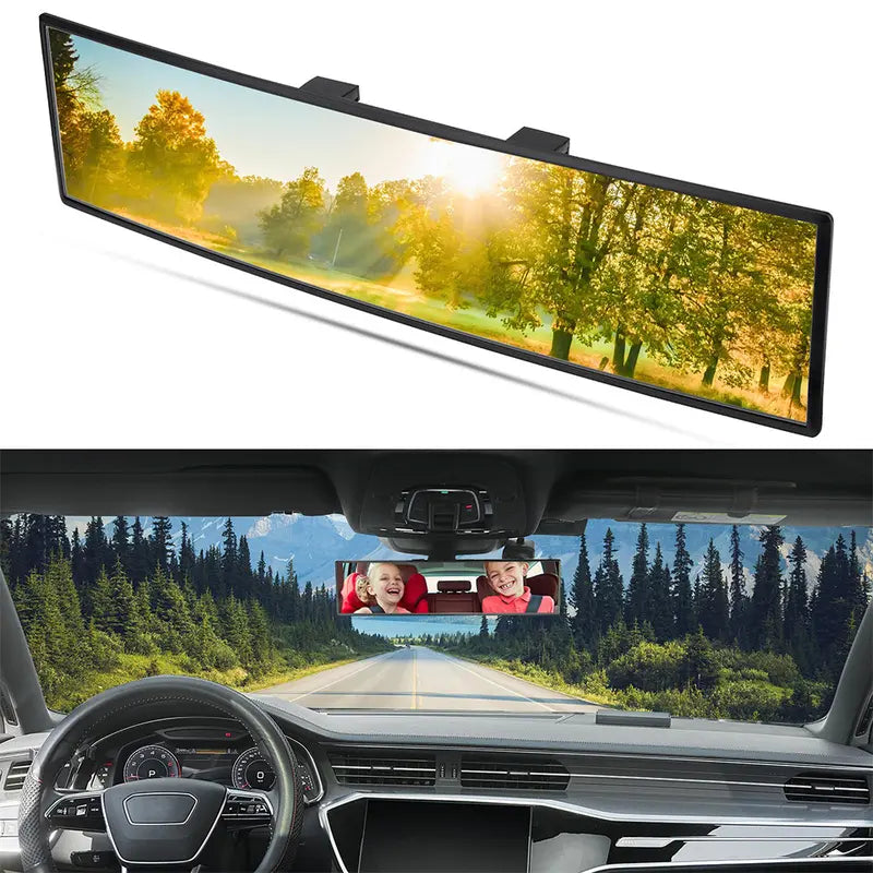 12-Inch HD Convex Panoramic Rearview Mirror, Clip-On Car Interior Mirror with Anti-Slip Clips 🚗