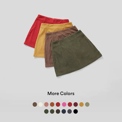 High Waisted Invisible Zipper 2-in-1 Mini A-line Corduroy Casual Skirt 🤎
