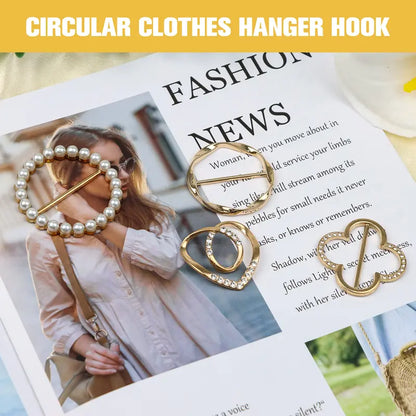 4 Counts Women's Fashion Metal Shirt Clips, Shape-Including Round and Heart Designs 🧷