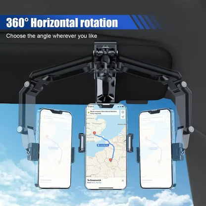 Foldable Car Phone Holder for Sun Visor, Adjustable Arm with 360 Phone Rotation 📱