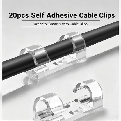 40Pcs Self-Adhesive Cable Clips, Space-Saving Wire Cord Organizer