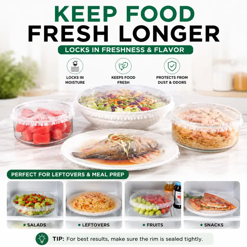 100PCS Disposable Stretch Food Covers for Bowls & Plates, Elastic Bowl Covers🥗