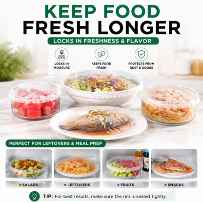100PCS Disposable Stretch Food Covers for Bowls & Plates, Elastic Bowl Covers🥗