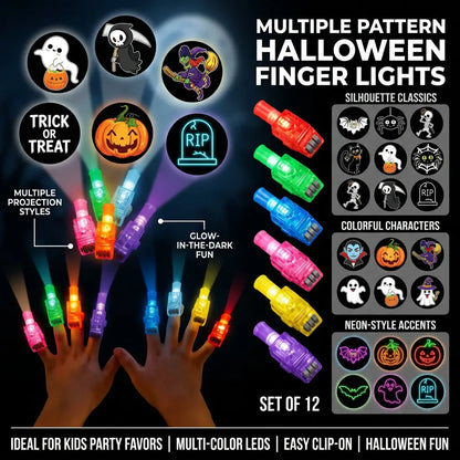 12PCS Halloween Finger Projector Rings, LED Light-Up Finger Toys🔦🎃
