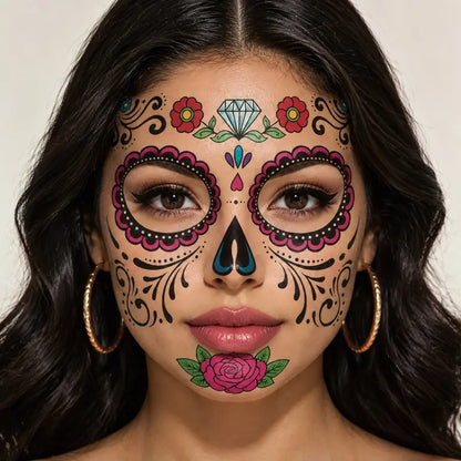 Dia De Los Muertos Temporary Face Tattoos 💀