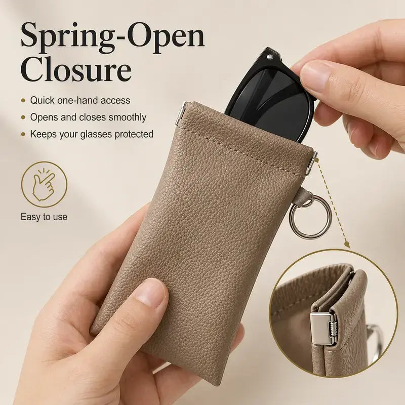 Soft PU Leather Sunglasses Pouch Elastic Opening Eyeglasses Bag 🕶️