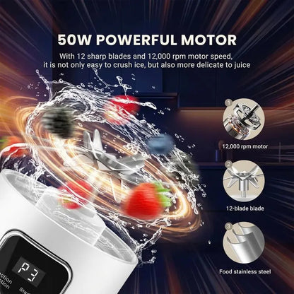 Portable 15.22 Oz USB Rechargeable Personal Blender with LED Display🥤
