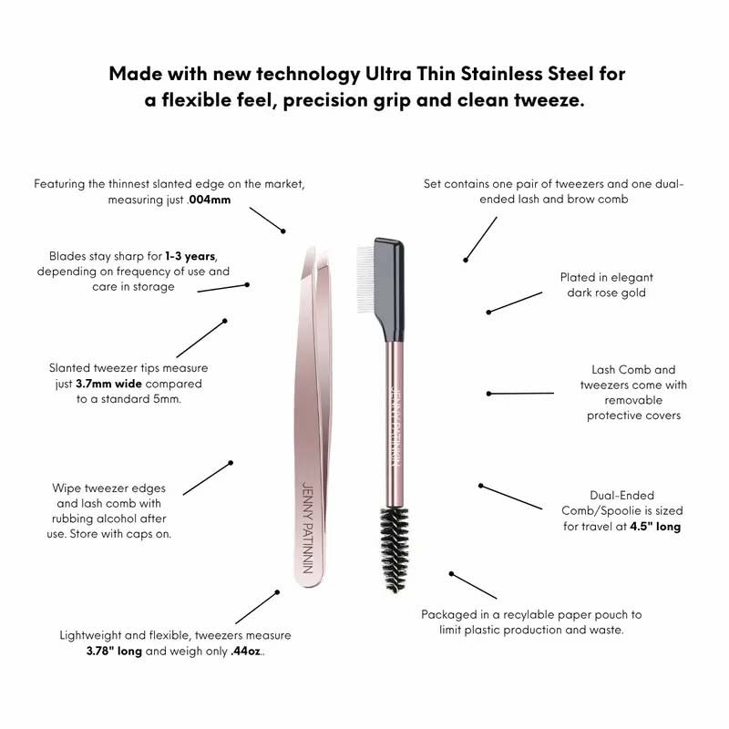 The Big Reveal Lash & Brow Touch Up Tool Set | Precision Stainless Steel Tweezers & Dual-Ended Lash Comb✨