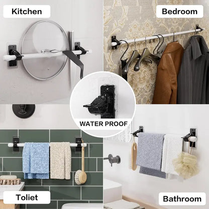 2-Pack No-Drill Curtain Rod Brackets, Self-Adhesive Multifunctional Acrylic Gel Rod Holder Hooks 🪝