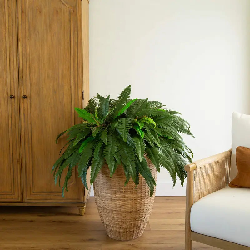 Faux Hanging Boston Fern 🌿, No Watering Artificial Foliage, Easy Decor For Patio