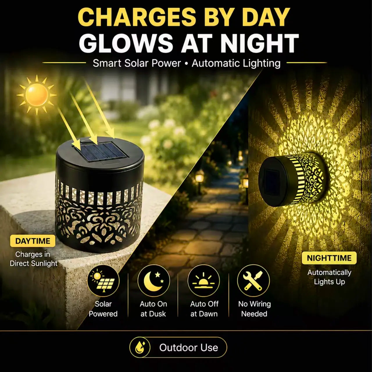 Solar Mandala Projector Wall Lights IP65 Waterproof Outdoor Decor Lamp☀️