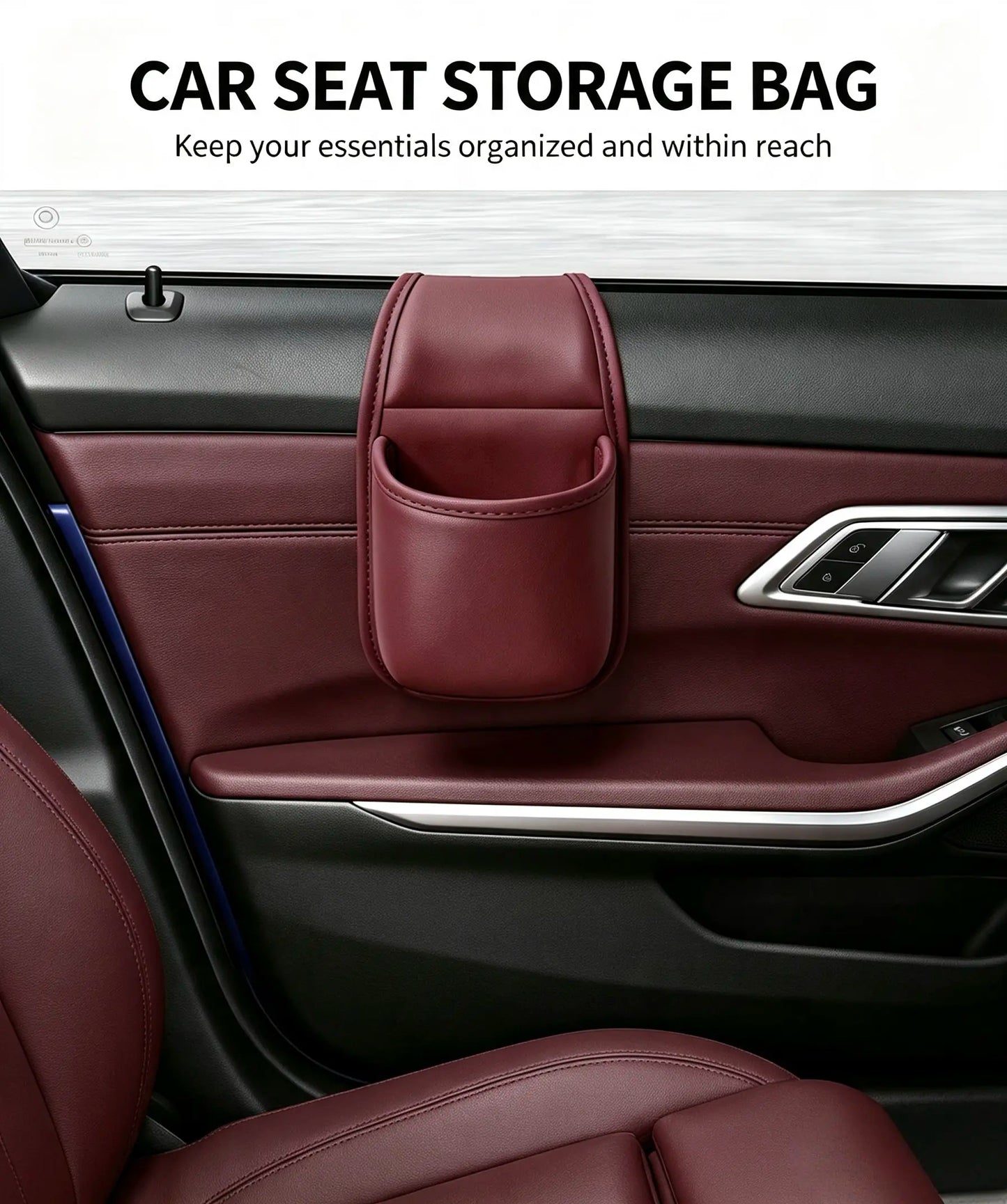 Leather Car Door Storage Pocket - Double‑Layer Compartments🚘