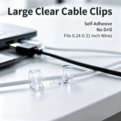 40Pcs Self-Adhesive Cable Clips, Space-Saving Wire Cord Organizer