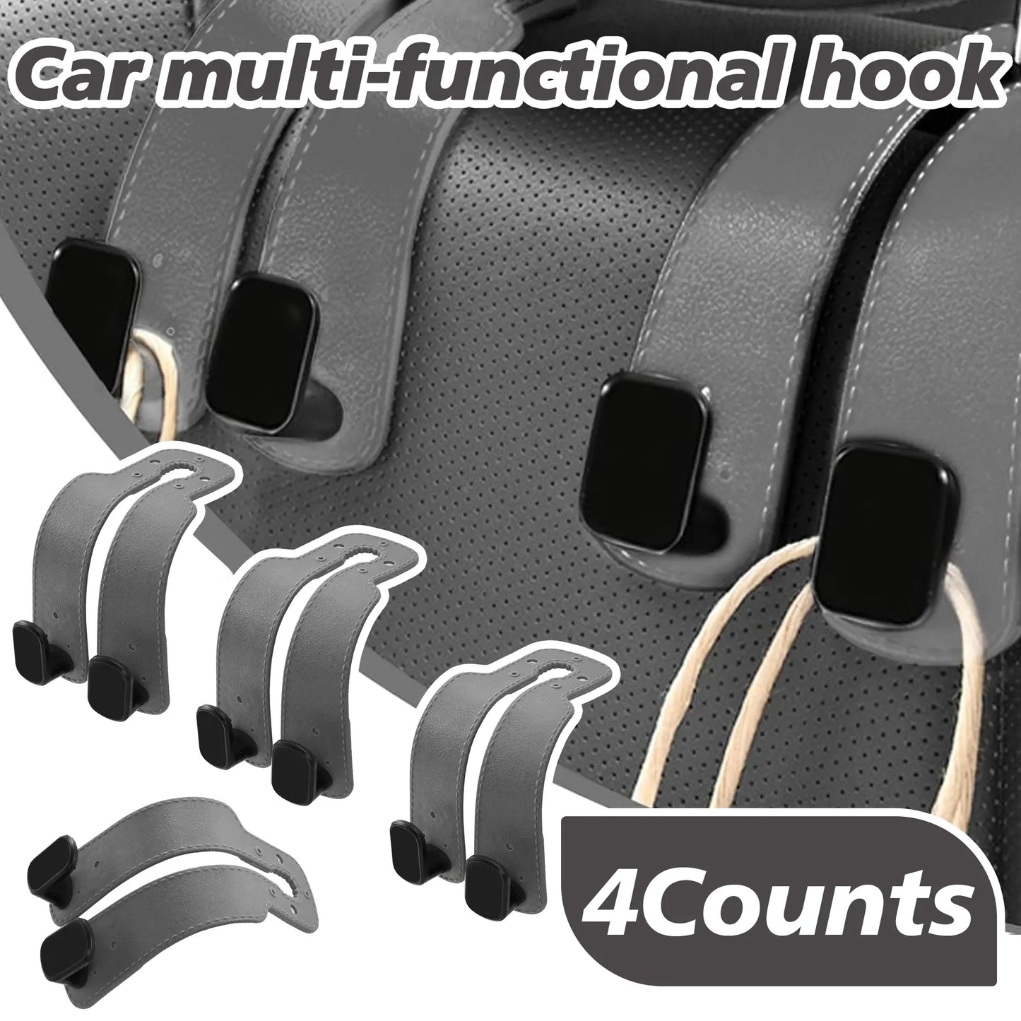 4 Counts Car Seat Headrest Hook, Improved Car Seat Back Double Hooks 🚗