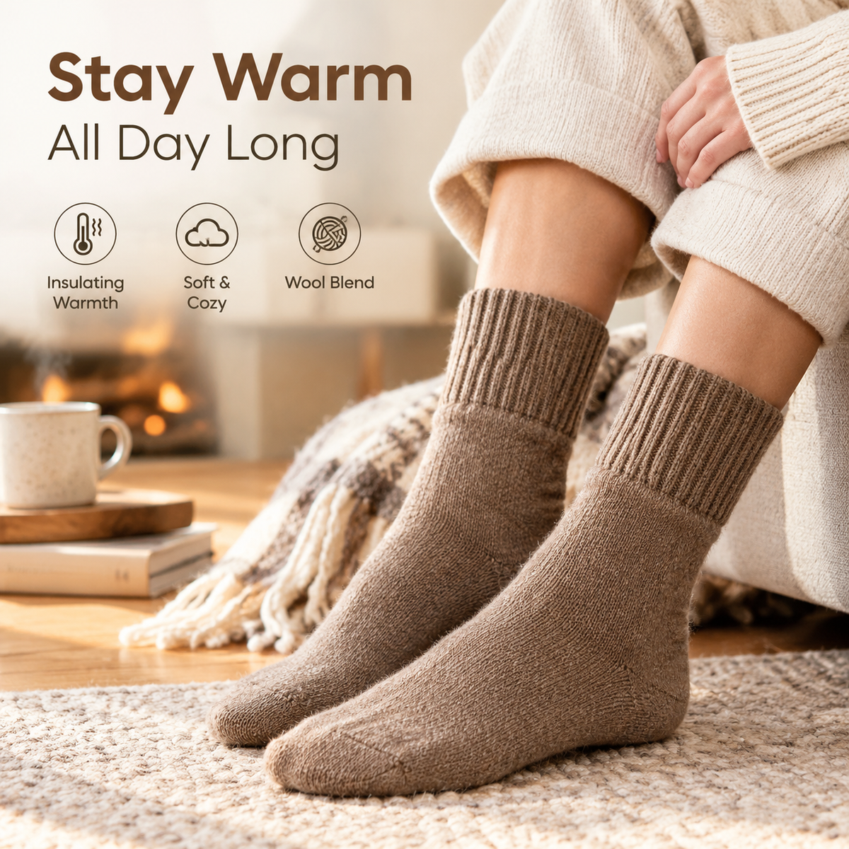 5 Pairs Women's Classical Mid-Calf Polyester Knitting Socks π§¦