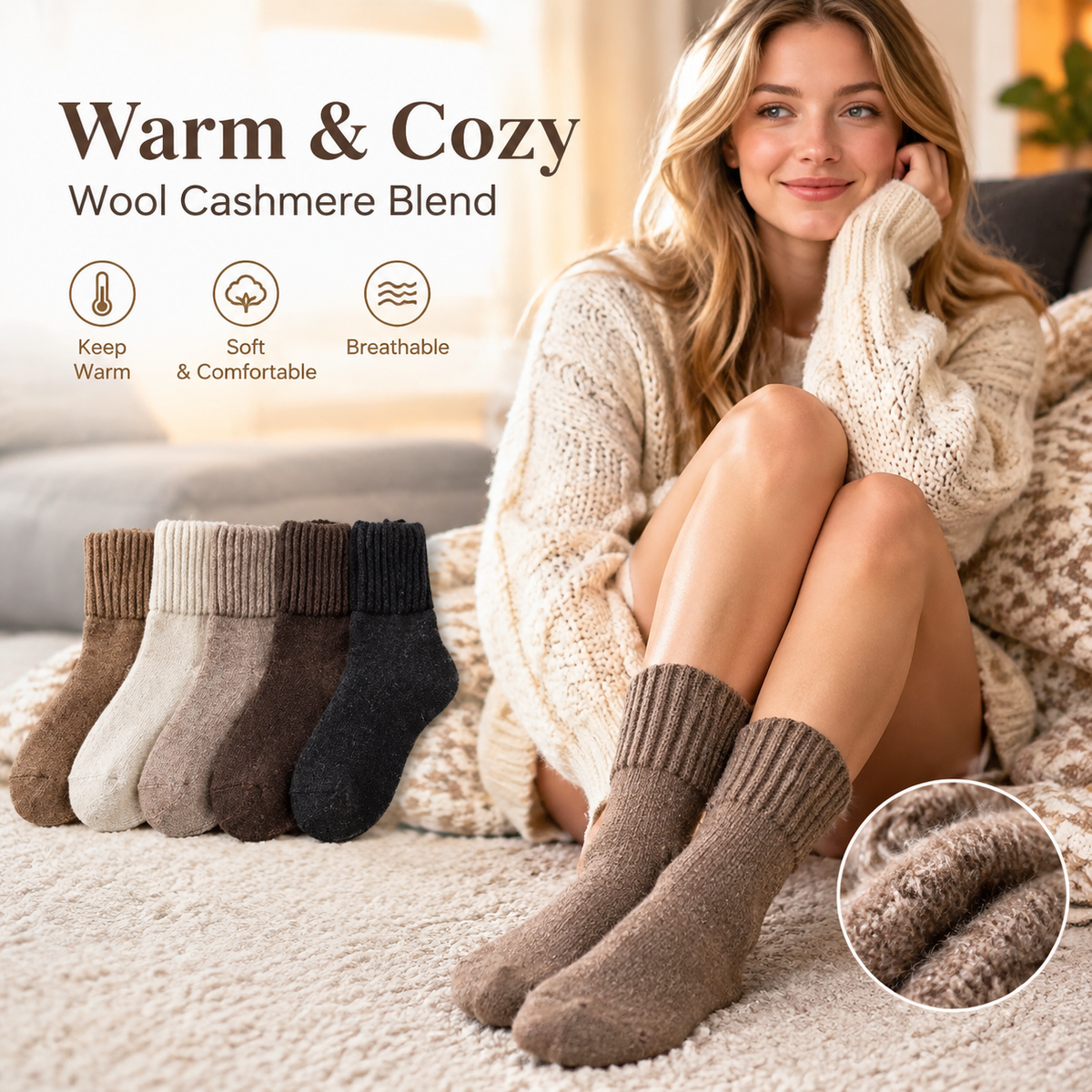5 Pairs Women's Classical Mid-Calf Polyester Knitting Socks π§¦