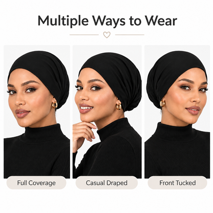 Humwam 3-Pack Women's Solid Jersey Hijab Flat Top Cap 🧕