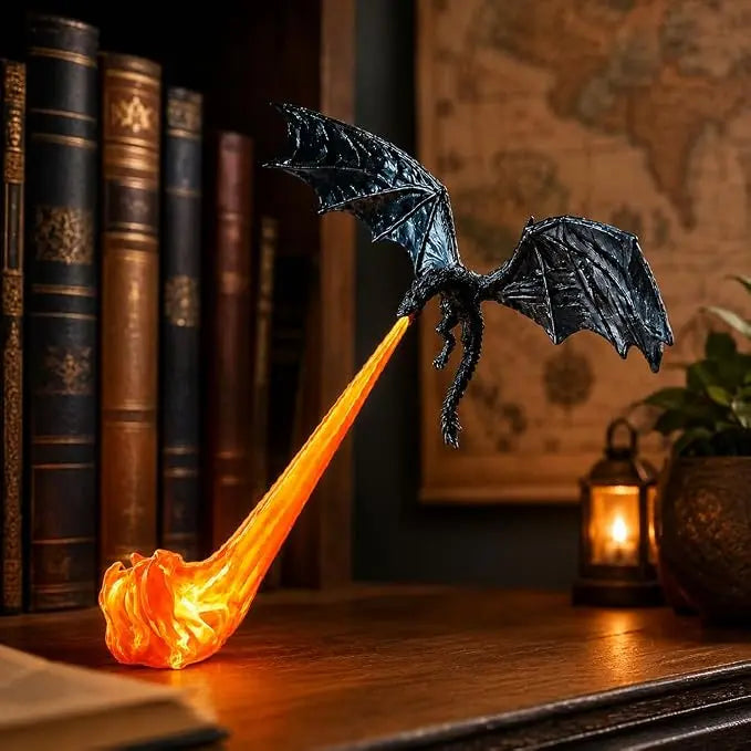 Dragon Flame Book Nook with Light | 3D Printed Mystical Dragon Bookshelf Decor🐉