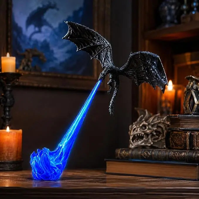 Dragon Flame Book Nook with Light | 3D Printed Mystical Dragon Bookshelf Decor🐉