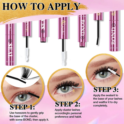 2 in 1 Bond & Seal Eyelash Adhesive, Black/White Waterproof Gentle Lightweight Strong Hold Glue✨