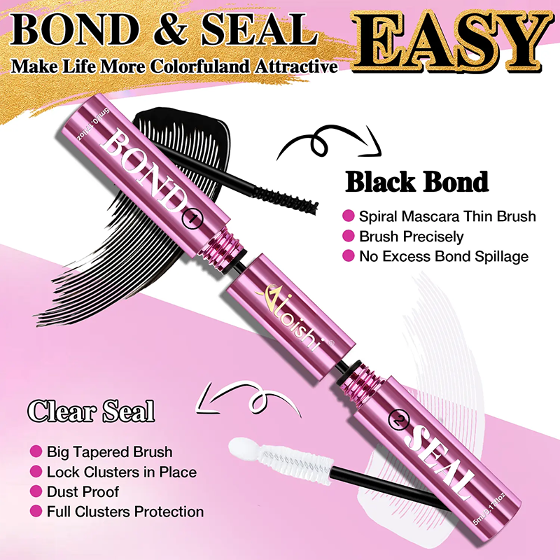 2 in 1 Bond & Seal Eyelash Adhesive, Black/White Waterproof Gentle Lightweight Strong Hold Glue✨