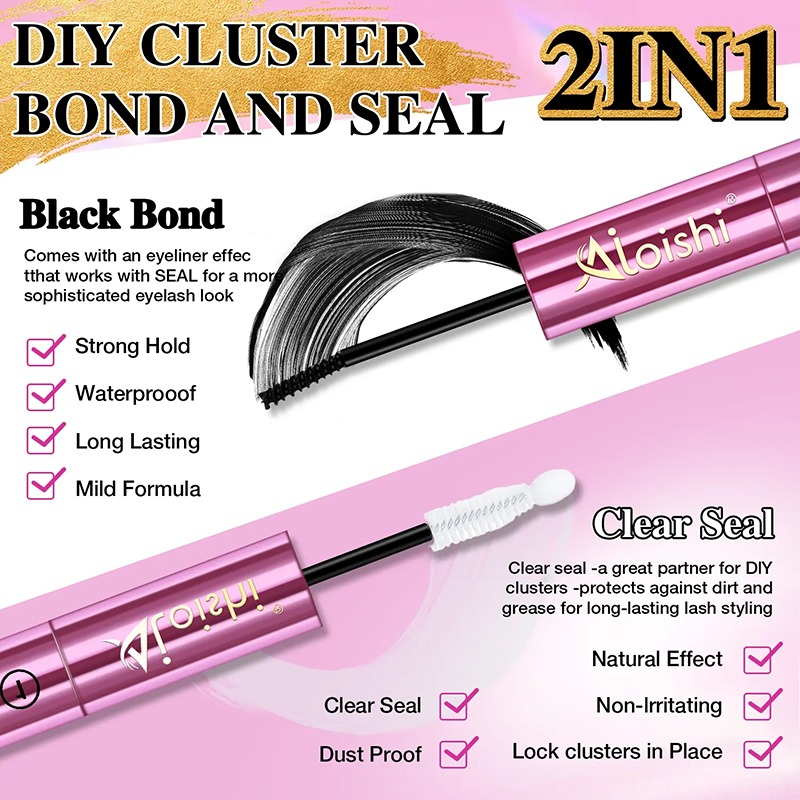 2 in 1 Bond & Seal Eyelash Adhesive, Black/White Waterproof Gentle Lightweight Strong Hold Glue✨