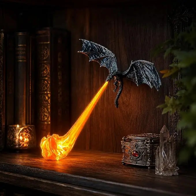 Dragon Flame Book Nook with Light | 3D Printed Mystical Dragon Bookshelf Decor🐉